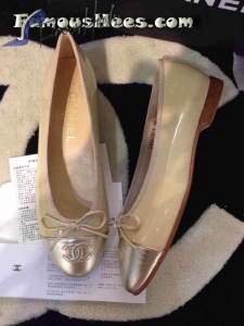 Flat classic beige and silver patent leather